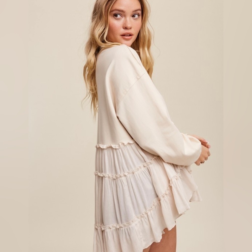 Champagne! Champagne 🍾 Color Sweatshirt & Gauzy Top - Picture 2 of 6
